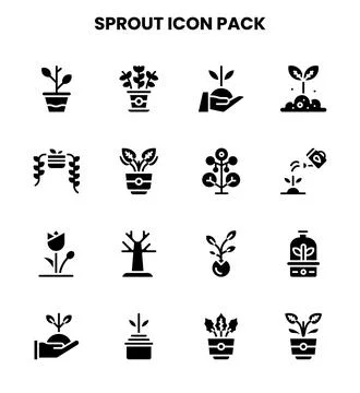Sprout Glyph Icons Pack Stockillustratie