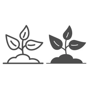 Sprout in ground line and solid icon, Garden and gardening concept, Seedling Stockillustratie