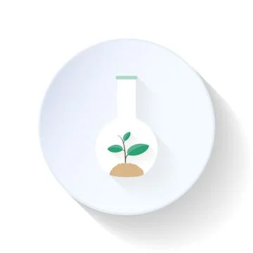 Sprout in laboratory flask flat icon Stock Illustration