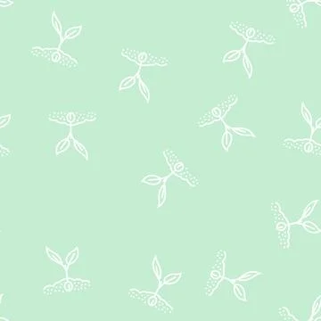 Sprout leaf line seamless pattern Stock Illustration