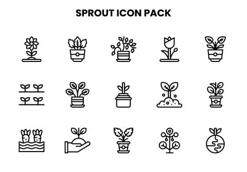 Sprout Line Bundle Icons Pack Stock Illustration