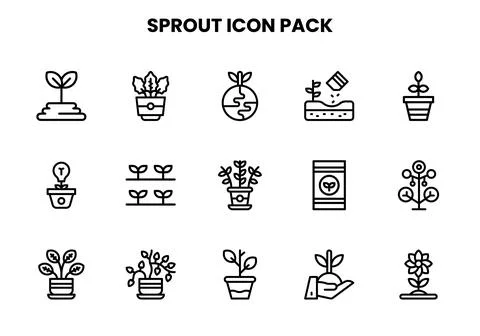 Sprout Line Icons Pack Stock Illustration