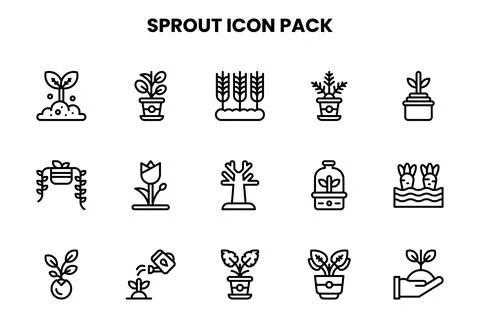 Sprout Line Vector Icons Pack Stock Illustration