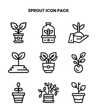Sprout Line Vector Icons Pack Stock Illustration