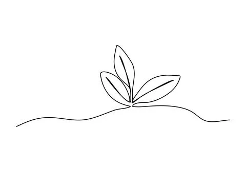 Sprout, one line drawing vector illustration. Stock Illustration