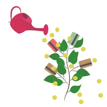 A sprout with plastic cards Stock Illustration