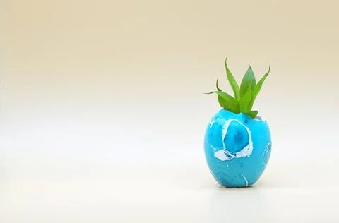 A sprout sprouting from an Easter egg Stock Photos