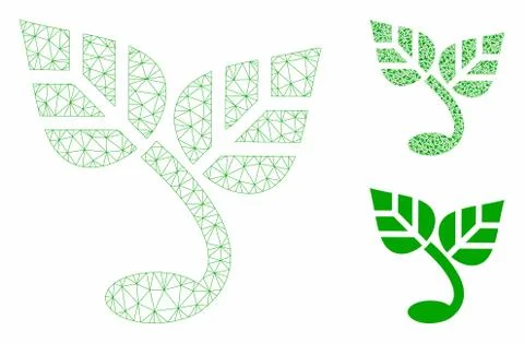 Sprout Vector Mesh 2D Model and Triangle Mosaic Icon Stock Illustration