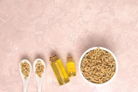 Sprouted wheat on a light background. toned Stock Photos
