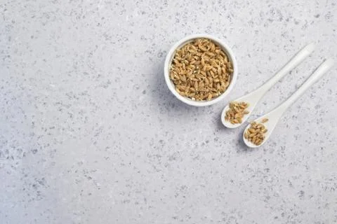Sprouted wheat on a light background. toned Stock Photos