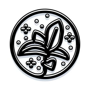 Sprouting plant in circular line art icon イラスト素材