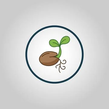 Sprouting Seed Line Art Icon Representing Growth, New Beginnings, and Agricu Stock Illustration
