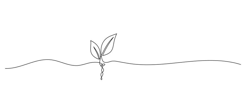 Sprouting Seed One Line Art.Vector Illustration. Stock Illustration