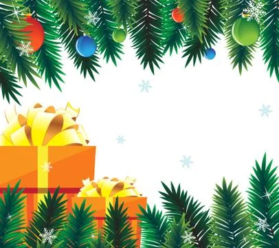 Spruce branches and decorations Stock Illustration