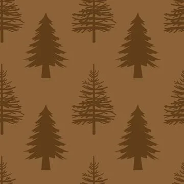 Spruce conifer seamless pattern, khaki brown color. Design for fabric, wrappi Stock Illustration