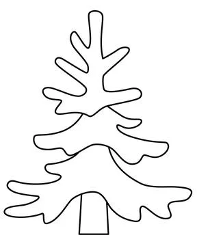 Spruce, coniferous evergreen tree - vector linear picture for coloring. Stock Illustration
