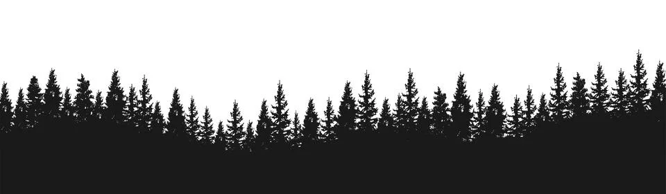 Spruce fir forests, pine tree silhouettes Stock Illustration