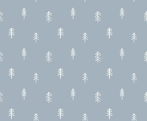 Spruce, fir, pine trees, simple seamless pattern Stock Illustration