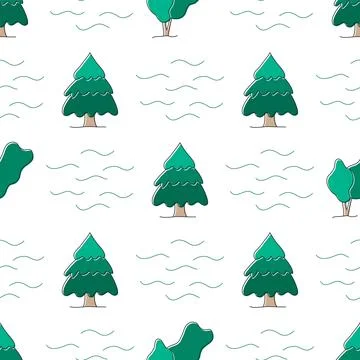 Spruce forest seamless pattern vector illustration Illustrazione stock