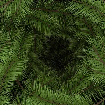 Spruce green branches background with depth effect Stock Illustration