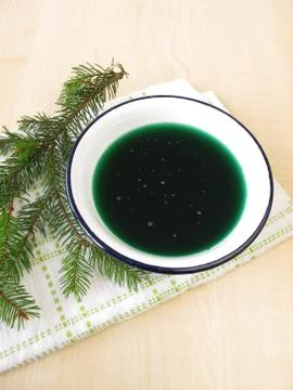 Spruce needles bath Stock Photos