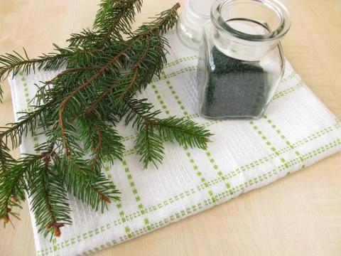 Spruce needles bath salt Stock Photos