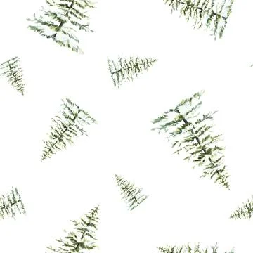 Spruce tree snow covered seamless pattern. Christmas fir Hand drawn winter .. Stock Illustration