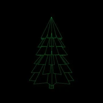 Spruce tree.Isolated on black background.Vector outline illustration. 스톡 일러스트