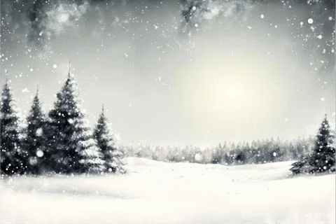 Spruce trees covered with white snow Stock Illustration