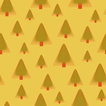 Spruce trees forest seamless vector pattern Stock Illustration