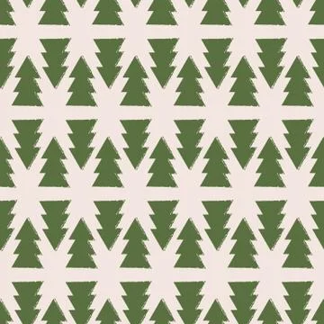Spruce trees seamless vector christmas pattern Stock Illustration
