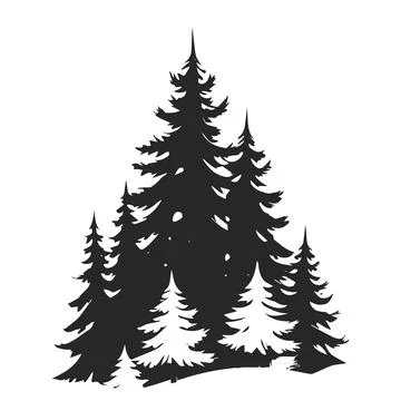 Spruce trees in the snowy forest. Stock Illustration
