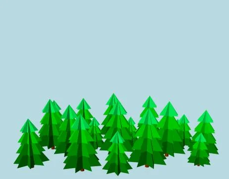 Spruce trees.Isolated on blue background.3d Vector illustration. 스톡 일러스트