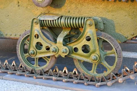 Sprung rollers of the Soviet small amphibious tank T-38 Stock Photos