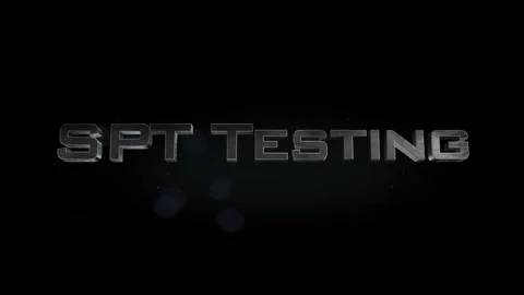 SPT Testing title 3D metal text on black alpha channel background Stock Footage 301267243