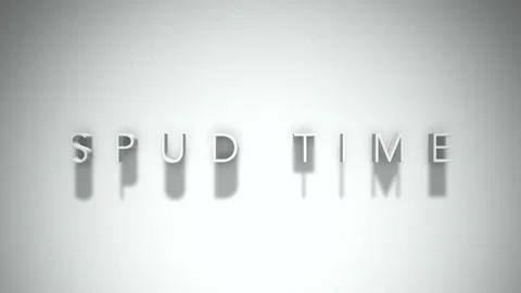 Spud Time 3D title animation with shadows on a white background Stock Footage 296717693