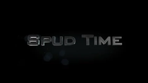 Spud Time title 3D metal text on black alpha channel background Stock Footage 301267247