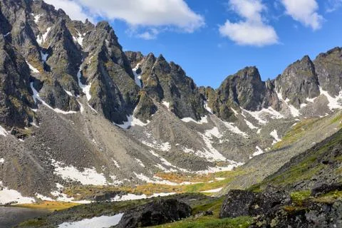 Spurs of mountain range in Eastern Siberia Stock Photos