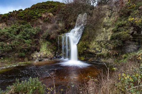 Sputie Burn Waterfall Brora Sutherland Stock Photos