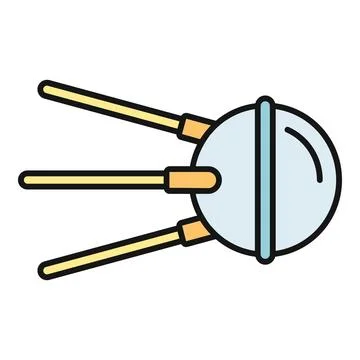 Sputnik 1 satellite icon symbolizing space exploration progress Stock Illustration