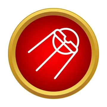 Sputnik satellite icon orbiting in space Stock Illustration