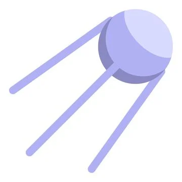 Sputnik satellite orbiting earth, transmitting data from space Stock Illustration