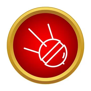 Sputnik satellite orbiting space icon on red background Stock Illustration
