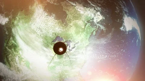 Sputnik Space Satellite Orbits North America Video stock 12025447
