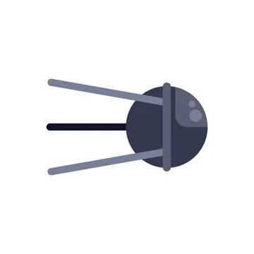 Sputnik style satellite orbiting earth, transmitting data from space Stock Illustration