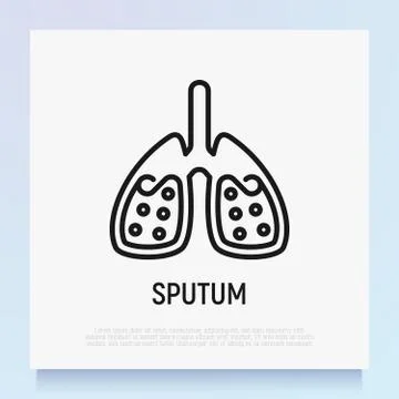 Sputum in lungs thin line icon. Symptom of asthma or pneumonia. Stock Illustration