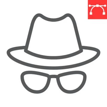 Spy agent line icon, security and detective, hacker sign vector graphics Stock Illustration