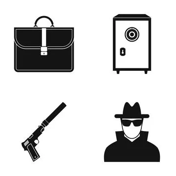 Spy agent secret mission vector icons flat design Stock Illustration
