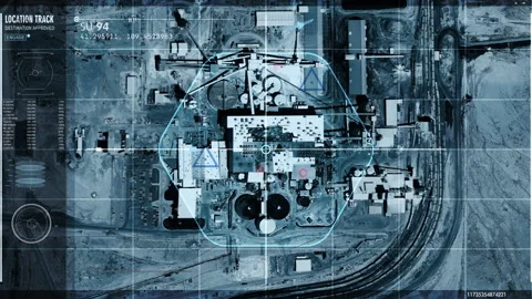 Spy Analysis Mission Uses Scanning Technology Tracking Factory Site Location Video stock 276315993
