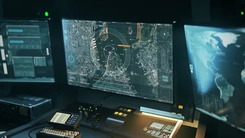 Spy analysis network identifies the coordinates of the terrorist headquarters Stock Footage 255131096